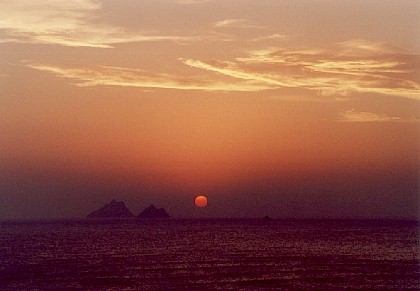 Sunset beside Skellig Rocks
